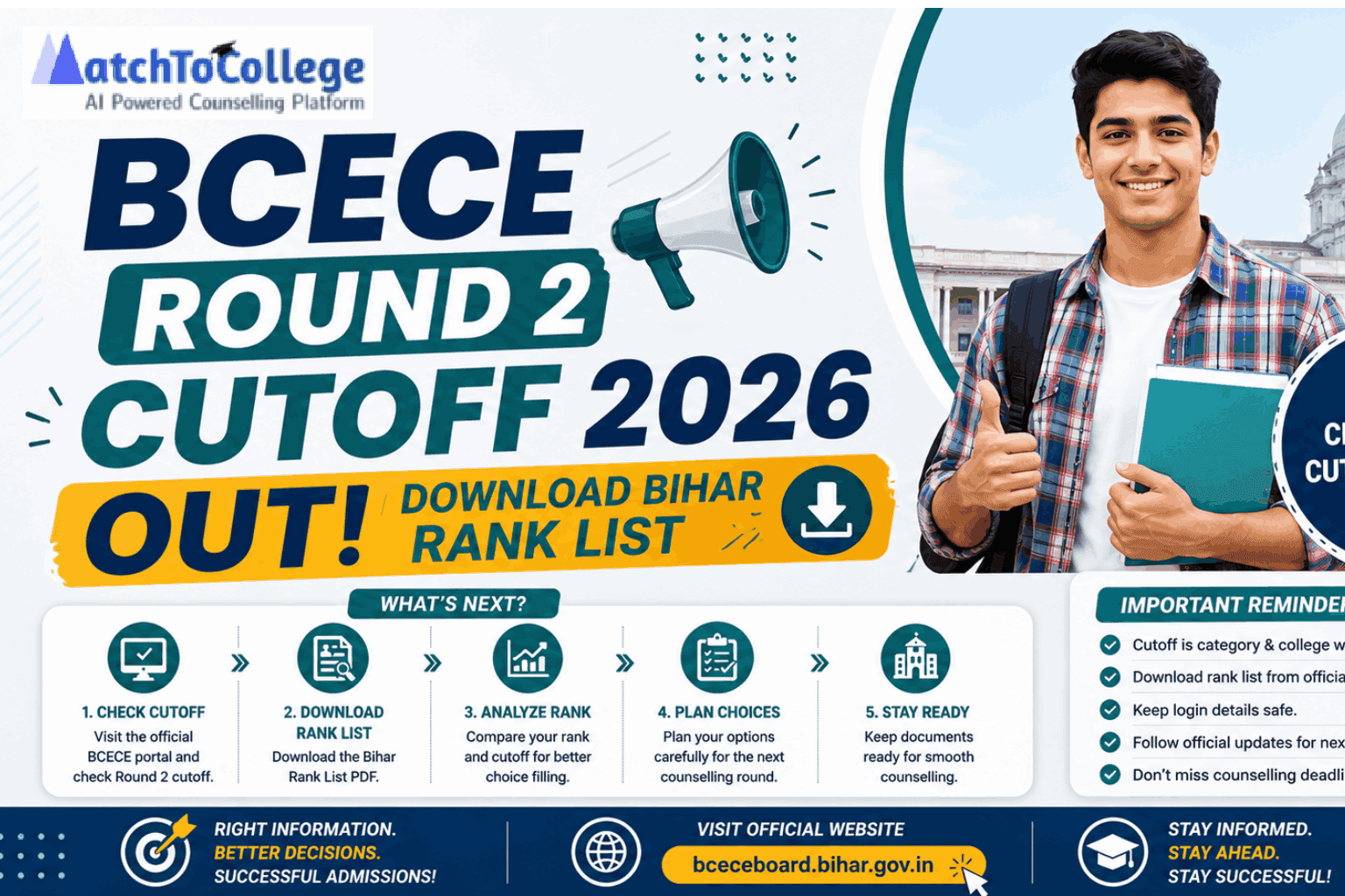 BCECE Round 2 Cutoff 2026 Out: Download Bihar Rank List