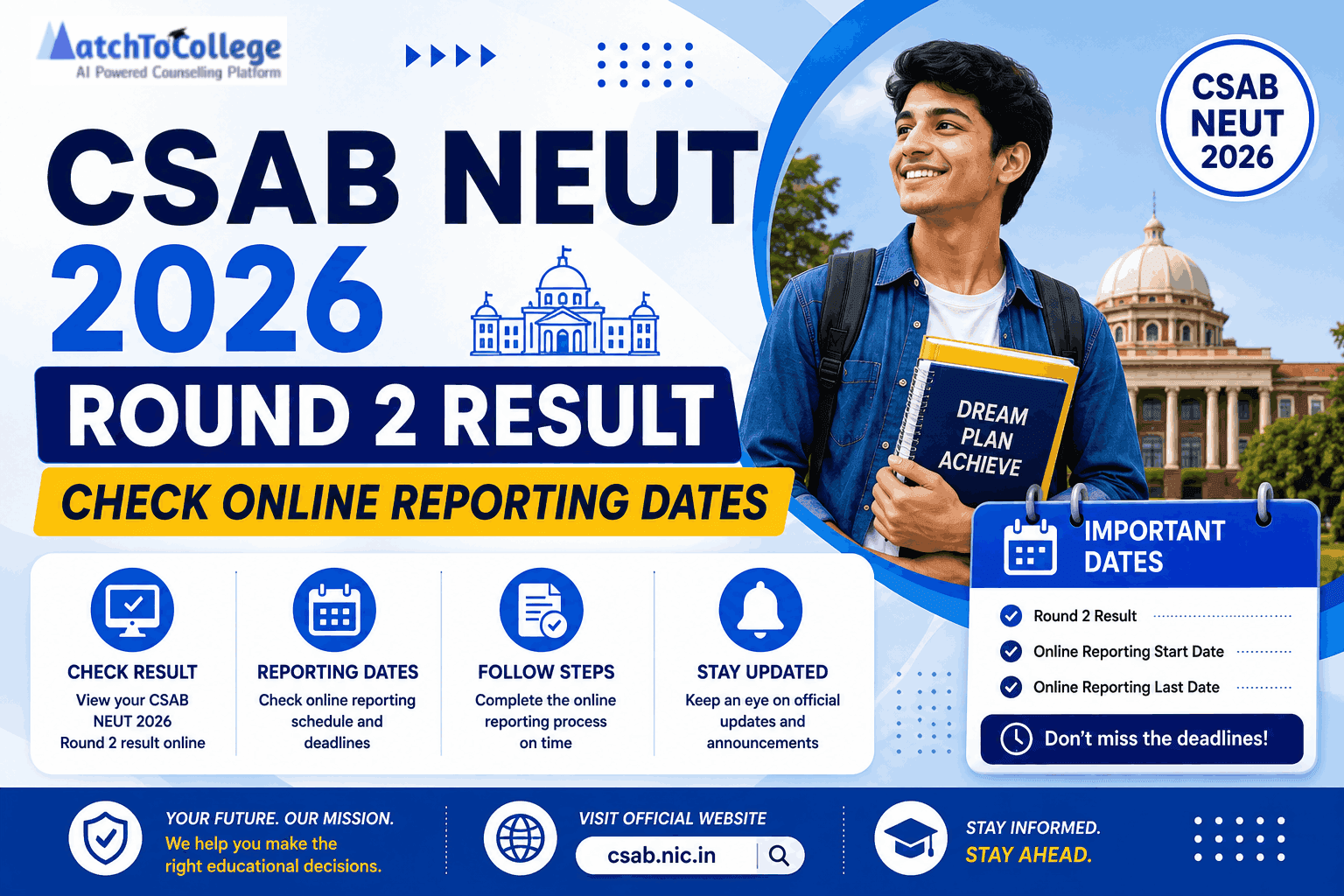 CSAB NEUT 2026 Round 2 Result: Check Online Reporting Dates