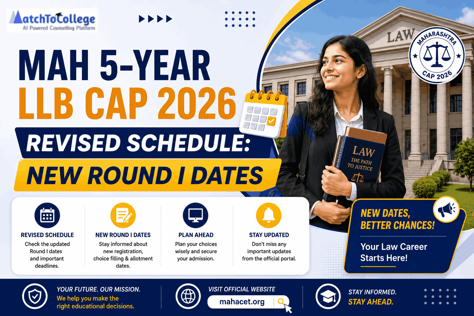 MAH 5-Year LLB CAP 2026 Revised Schedule: New Round I Dates