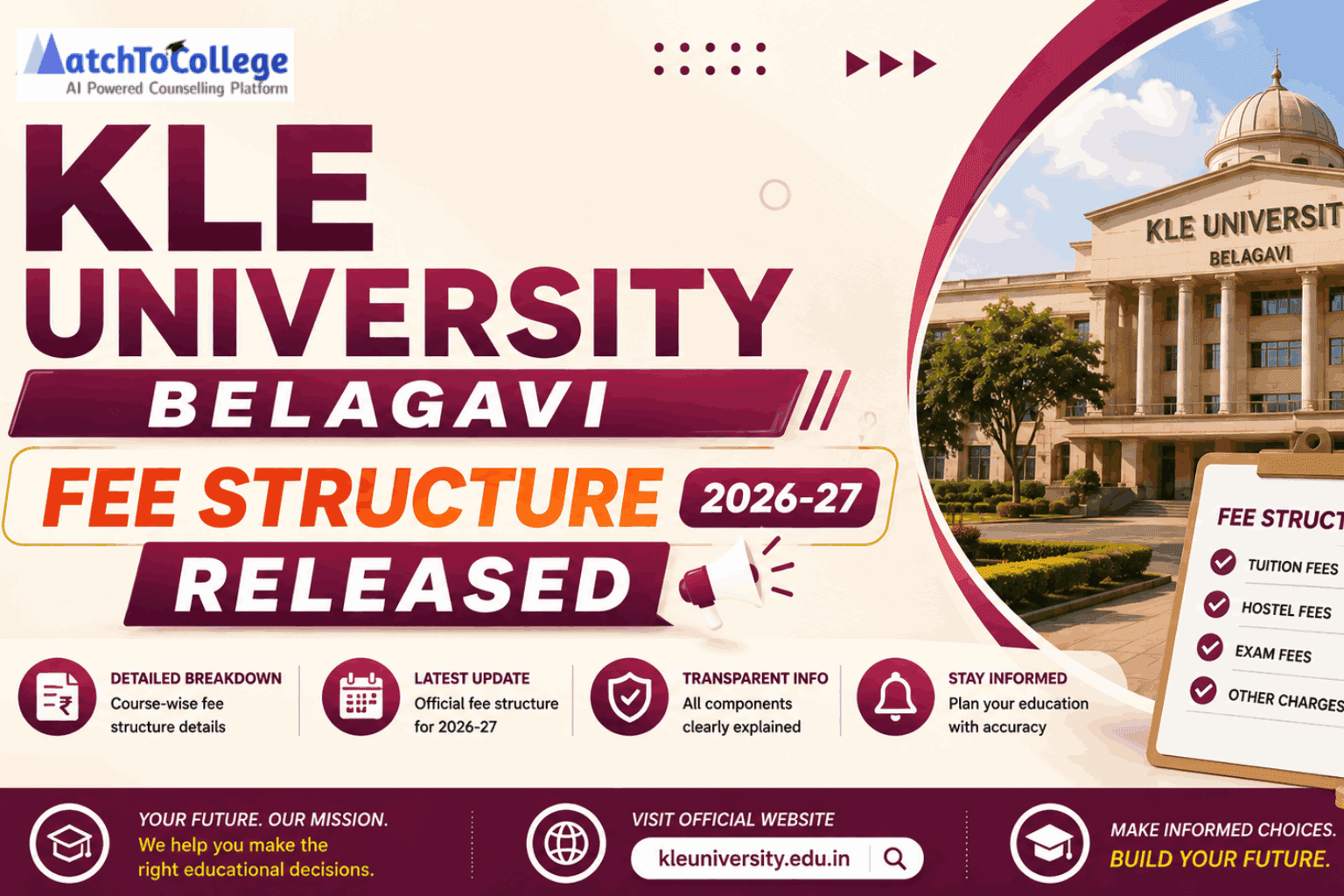 KLE University Belagavi Fee Structure 2026-27 Released