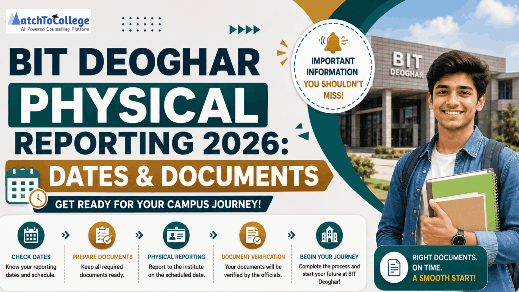 BIT Deoghar Physical Reporting 2026: Dates & Documents