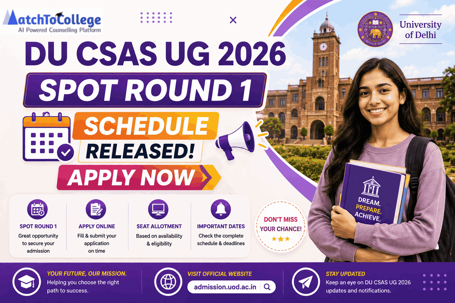 DU CSAS UG 2026 Spot Round 1 Schedule Released: Apply Now