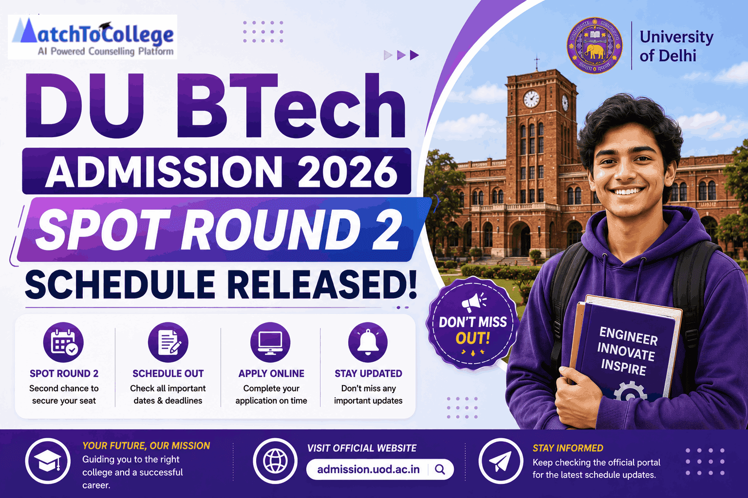 DU BTech Admission 2026 Spot Round 2 Schedule Released