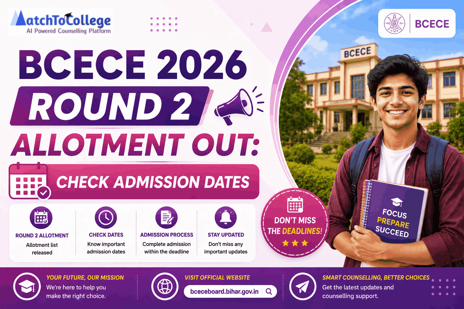 BCECE 2026 Round 2 Allotment Out: Check Admission Dates