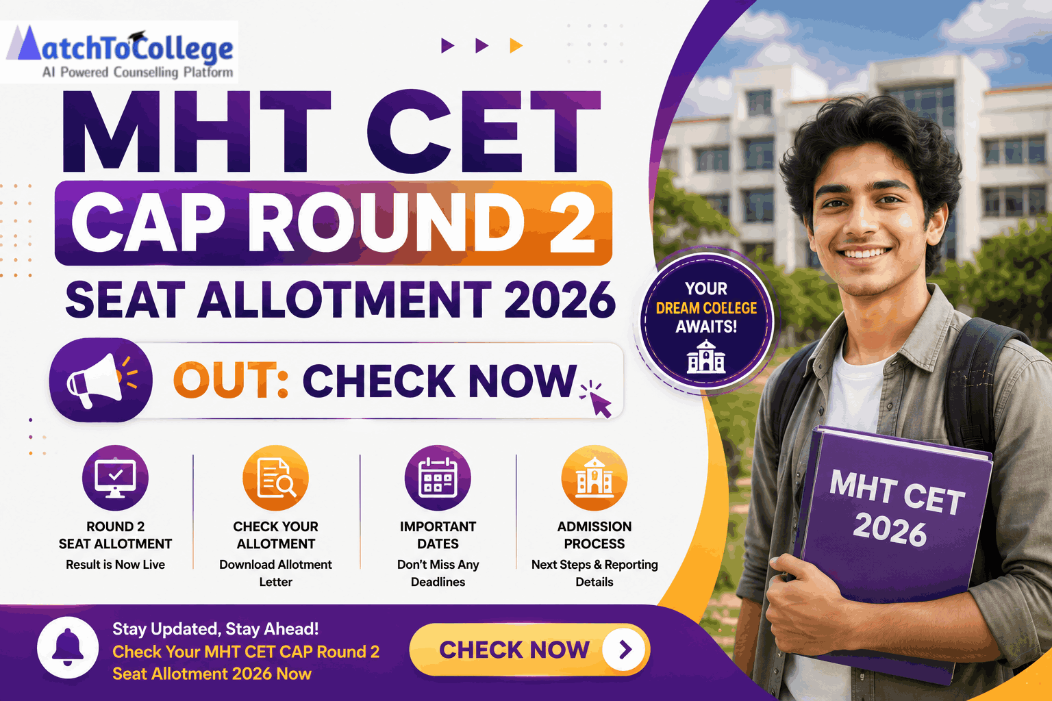 MHT CET CAP Round 2 Seat Allotment 2026 Out: Check Now