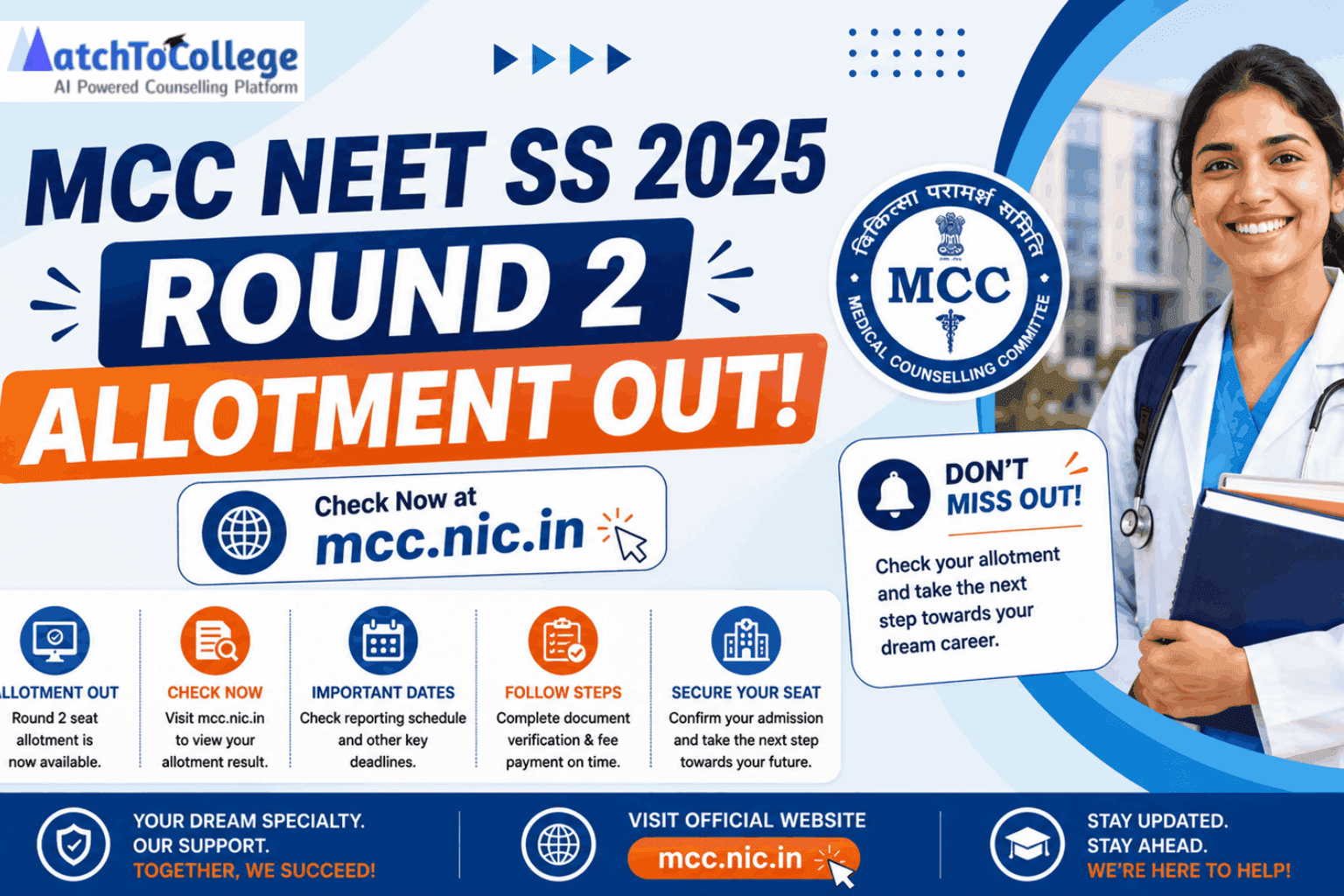 MCC NEET SS 2025 Round 2 Allotment Out at mcc.nic.in