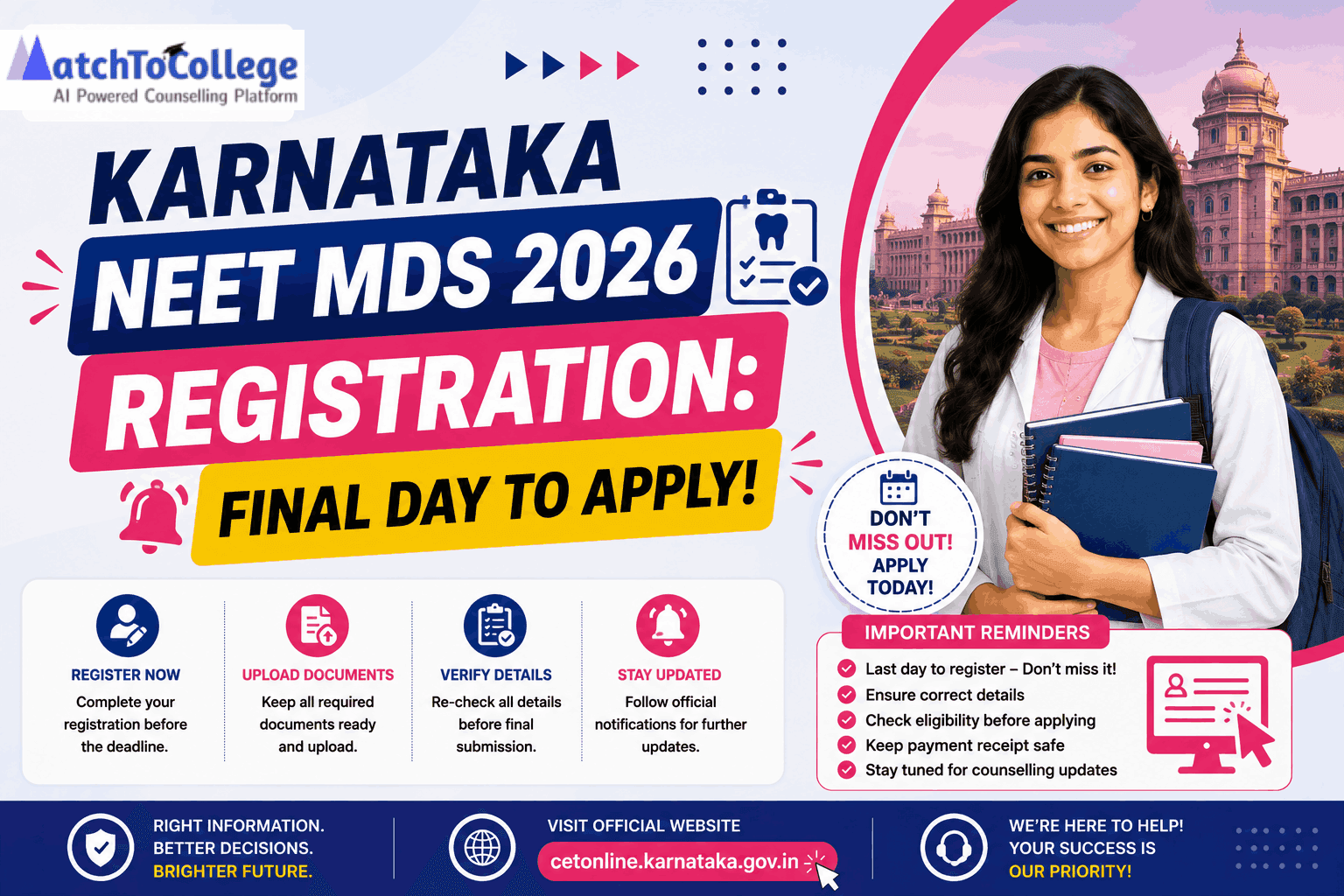 Karnataka NEET MDS 2026 Registration: Final Day to Apply