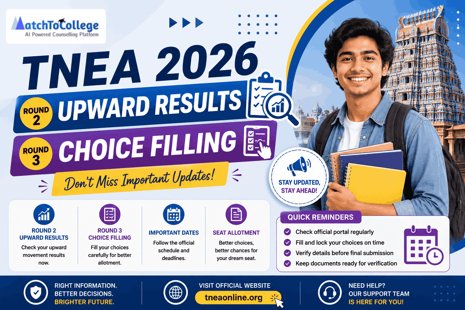 TNEA 2026 Round 2 Upward Results & Round 3 Choice Filling