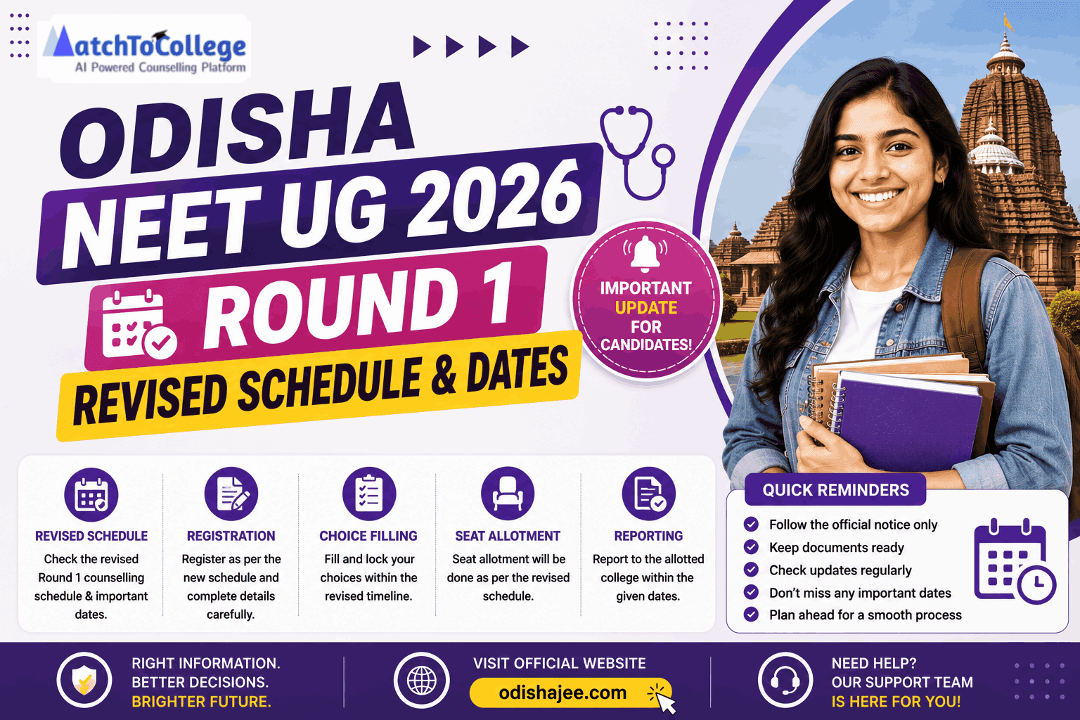 Odisha NEET UG 2026 Round 1 Revised Schedule & Dates