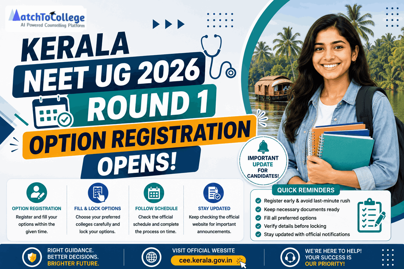 Kerala NEET UG 2026 Round 1 Option Registration Opens