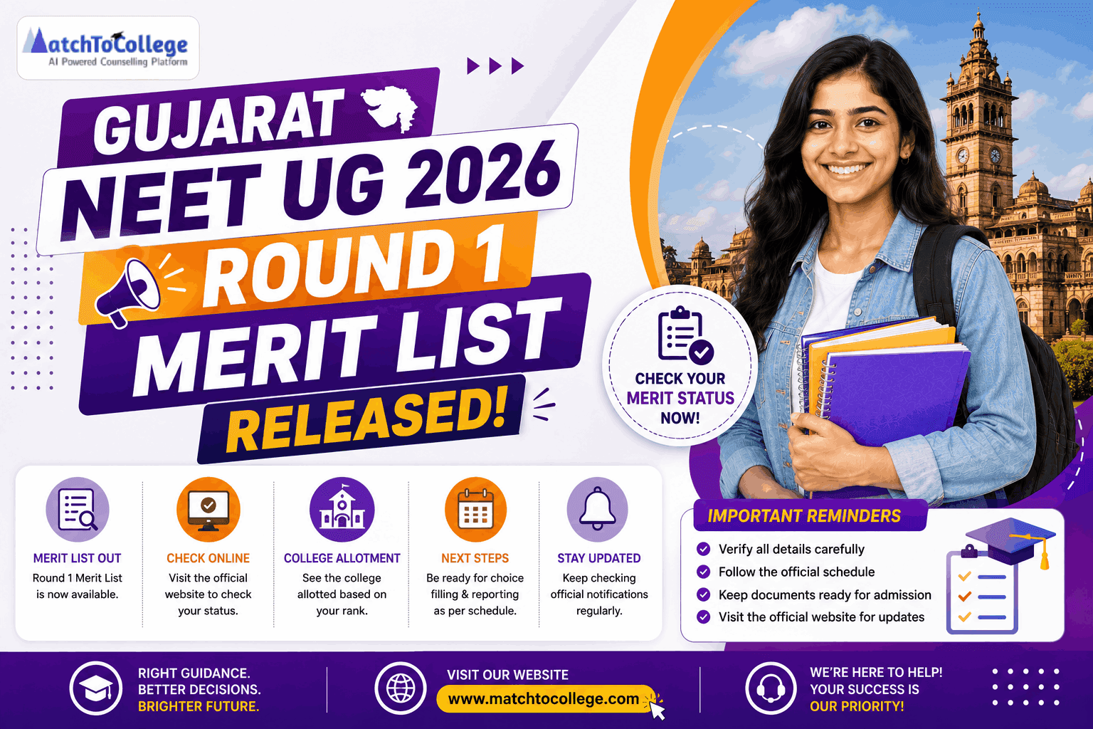 Gujarat NEET UG 2026 Round 1 Merit List Released