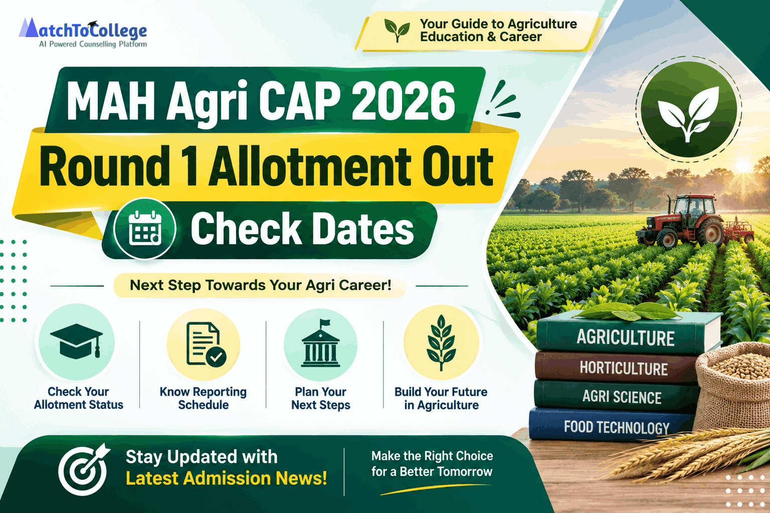 MAH Agri CAP 2026 Round 1 Allotment Out: Check Dates