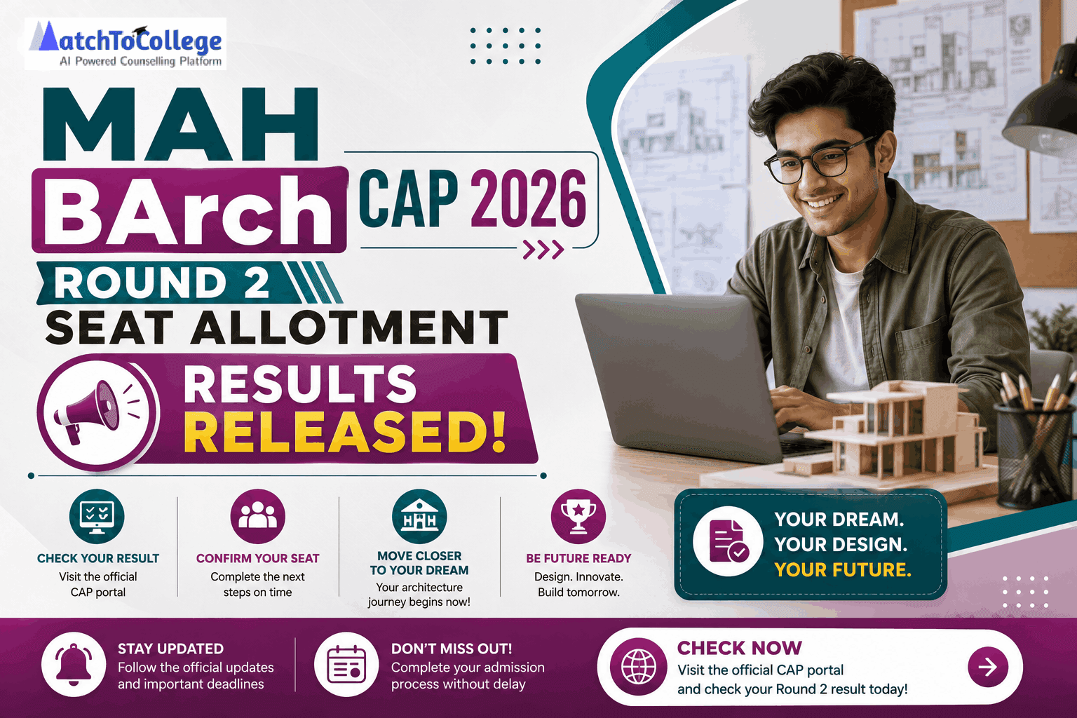MAH BArch CAP 2026 Round 2 Seat Allotment Results Released