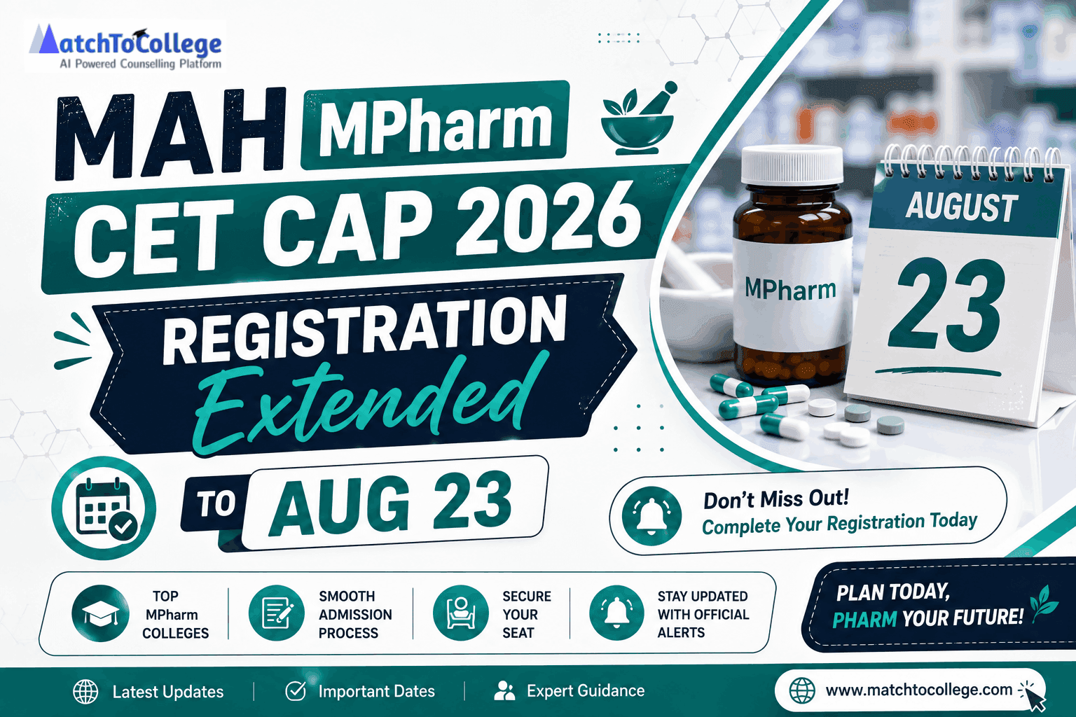 MAH MPharm CET CAP 2026 Registration Extended to Aug 23