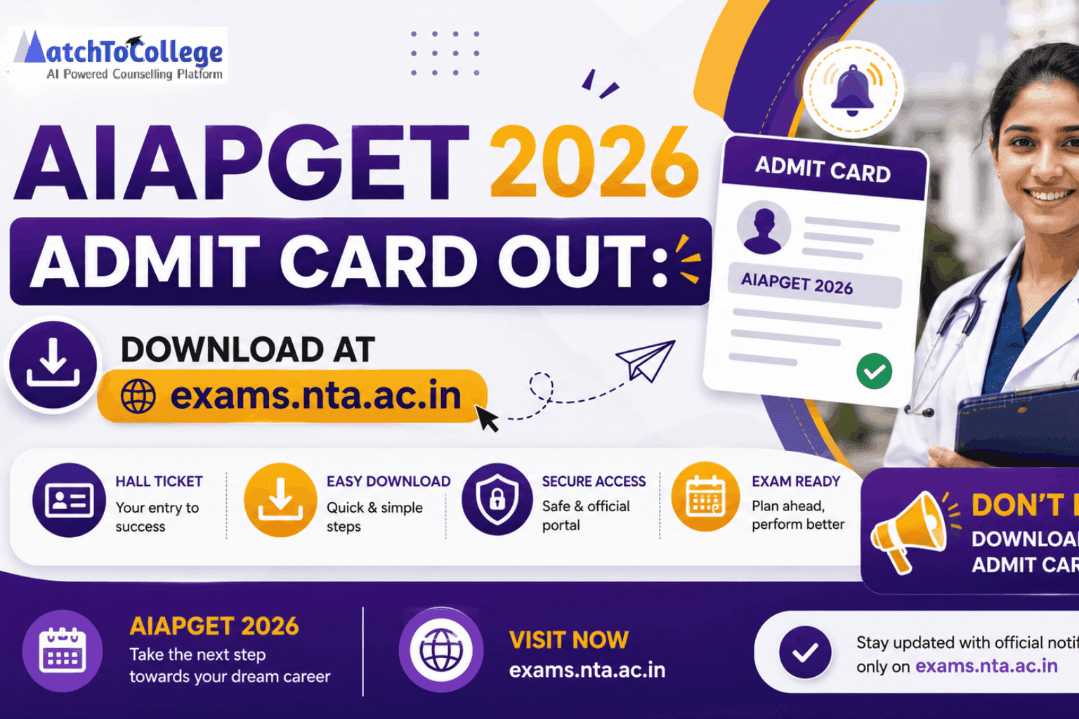 AIAPGET 2026 Admit Card Out: Download at exams.nta.ac.in