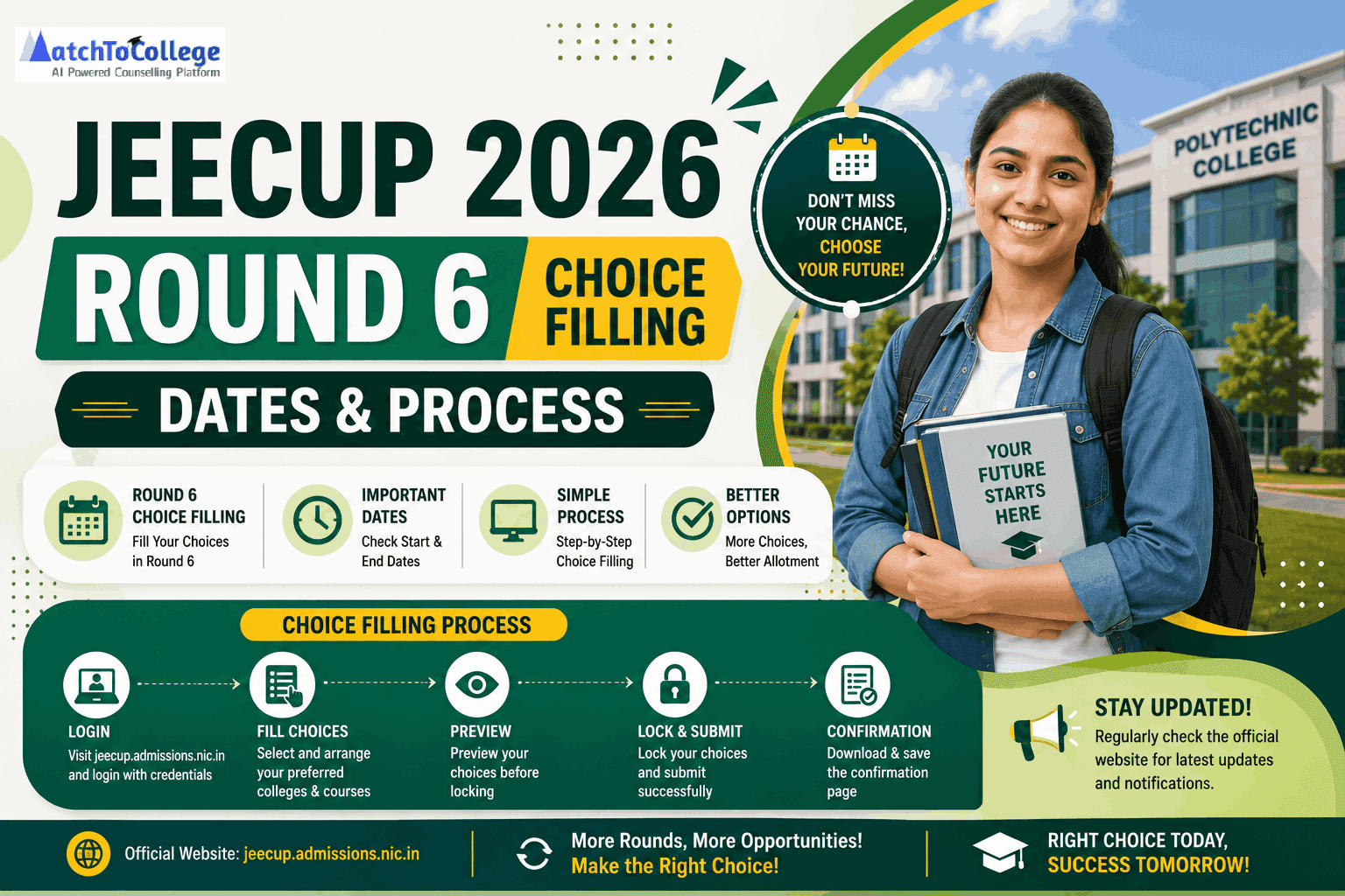 JEECUP 2026 Round 6 Choice Filling: Dates & Process