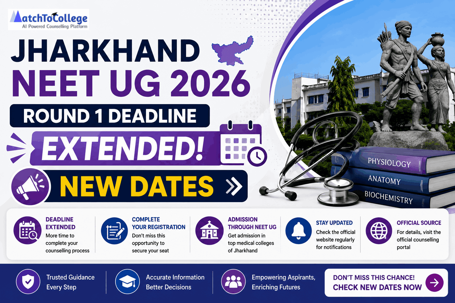 Jharkhand NEET UG 2026 Round 1 Deadline Extended: New Dates