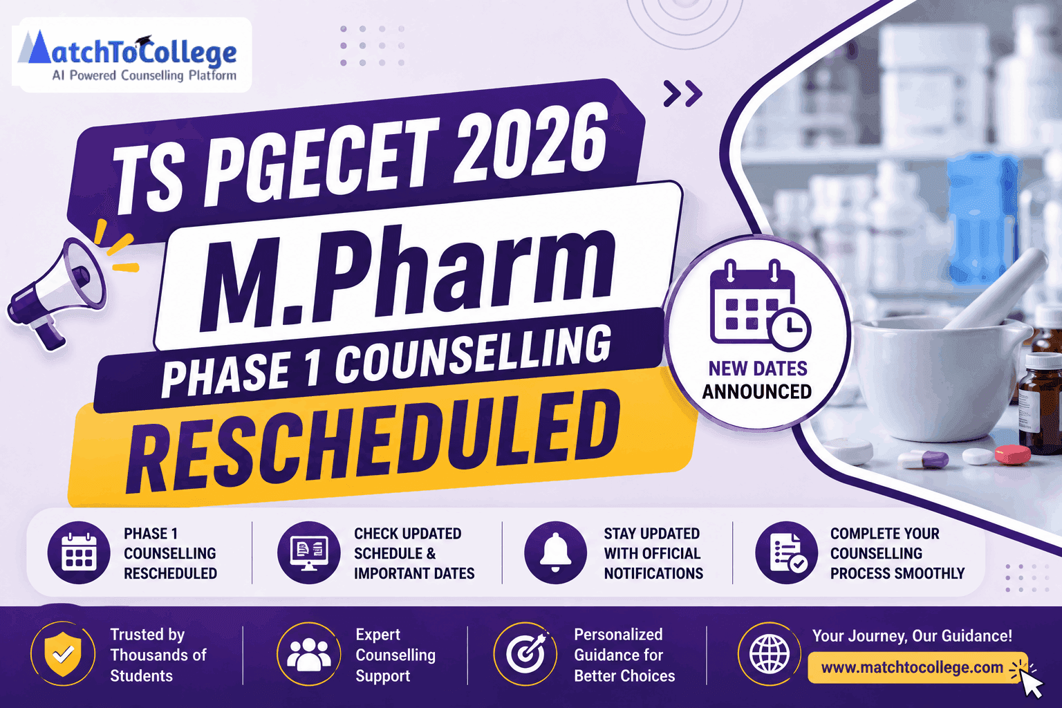 TS PGECET 2026 M.Pharm Phase 1 Counselling Rescheduled