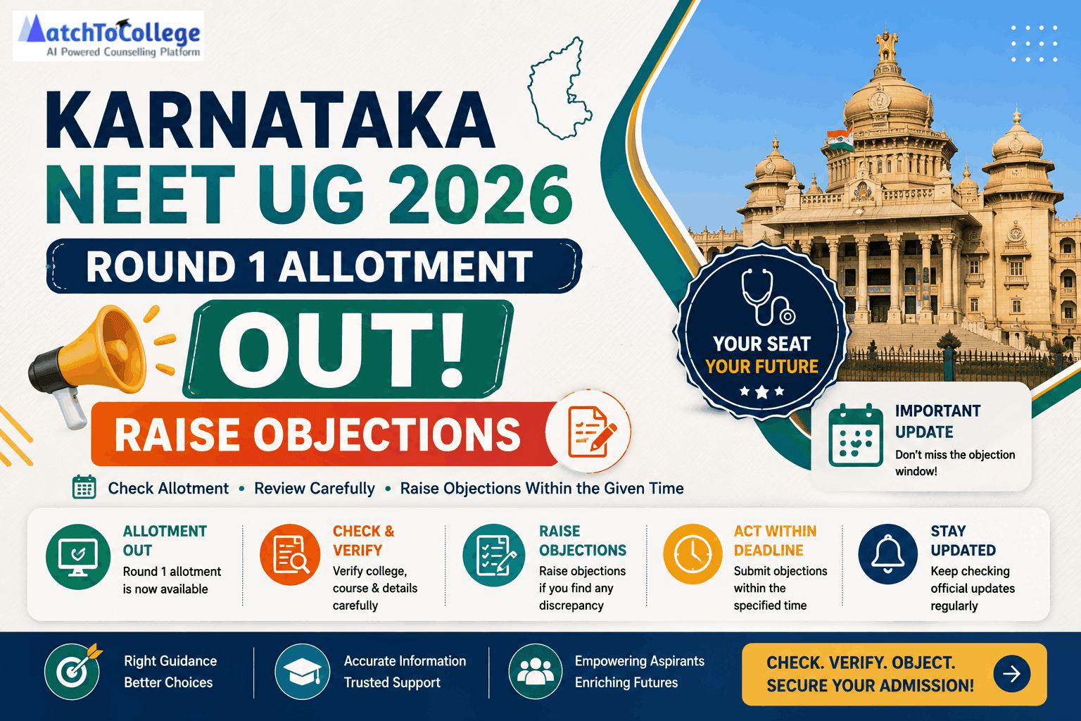 Karnataka NEET UG 2026 Round 1 Allotment Out: Raise Objections