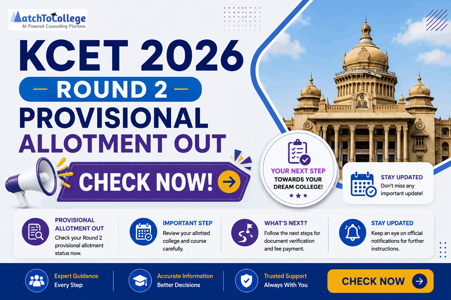 KCET 2026 Round 2 Provisional Allotment Out: Check Now