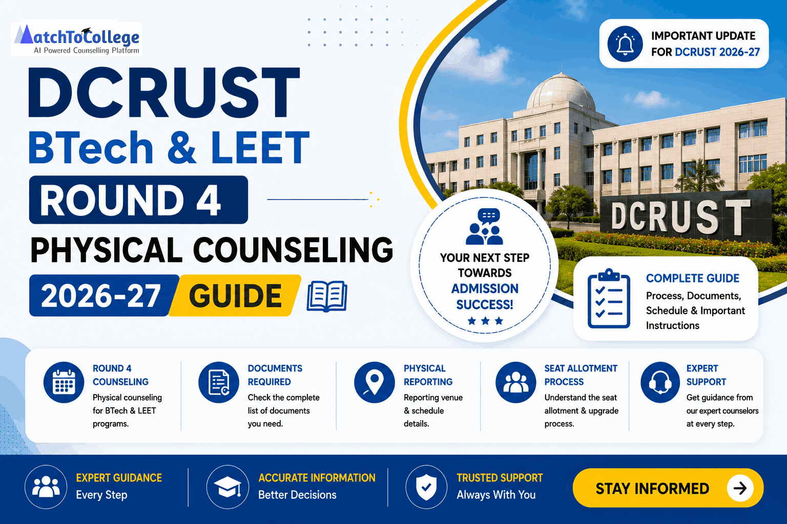 DCRUST BTech & LEET Round 4 Physical Counseling 2026-27 Guide