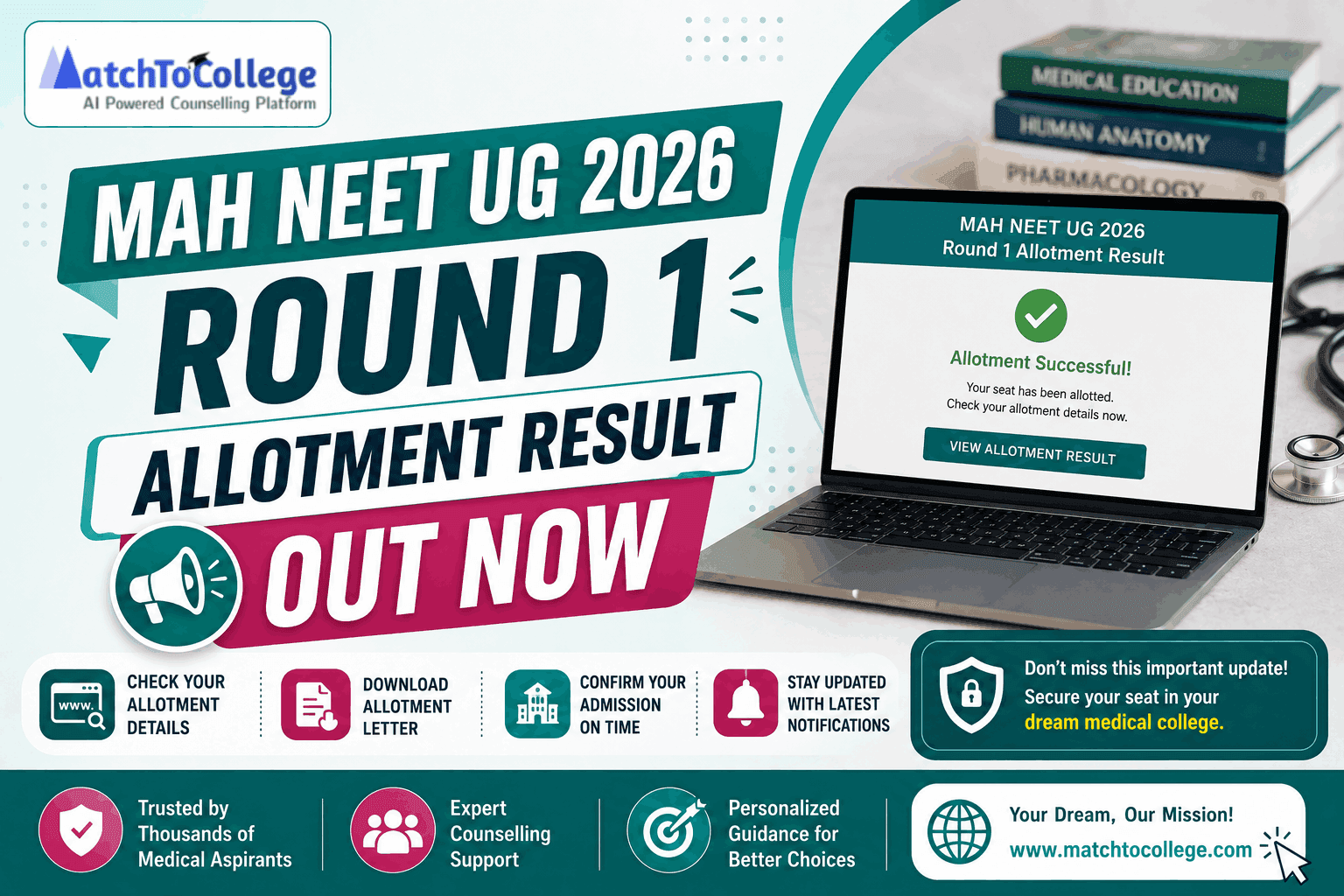 MAH NEET UG 2026 Round 1 Allotment Result Out Now