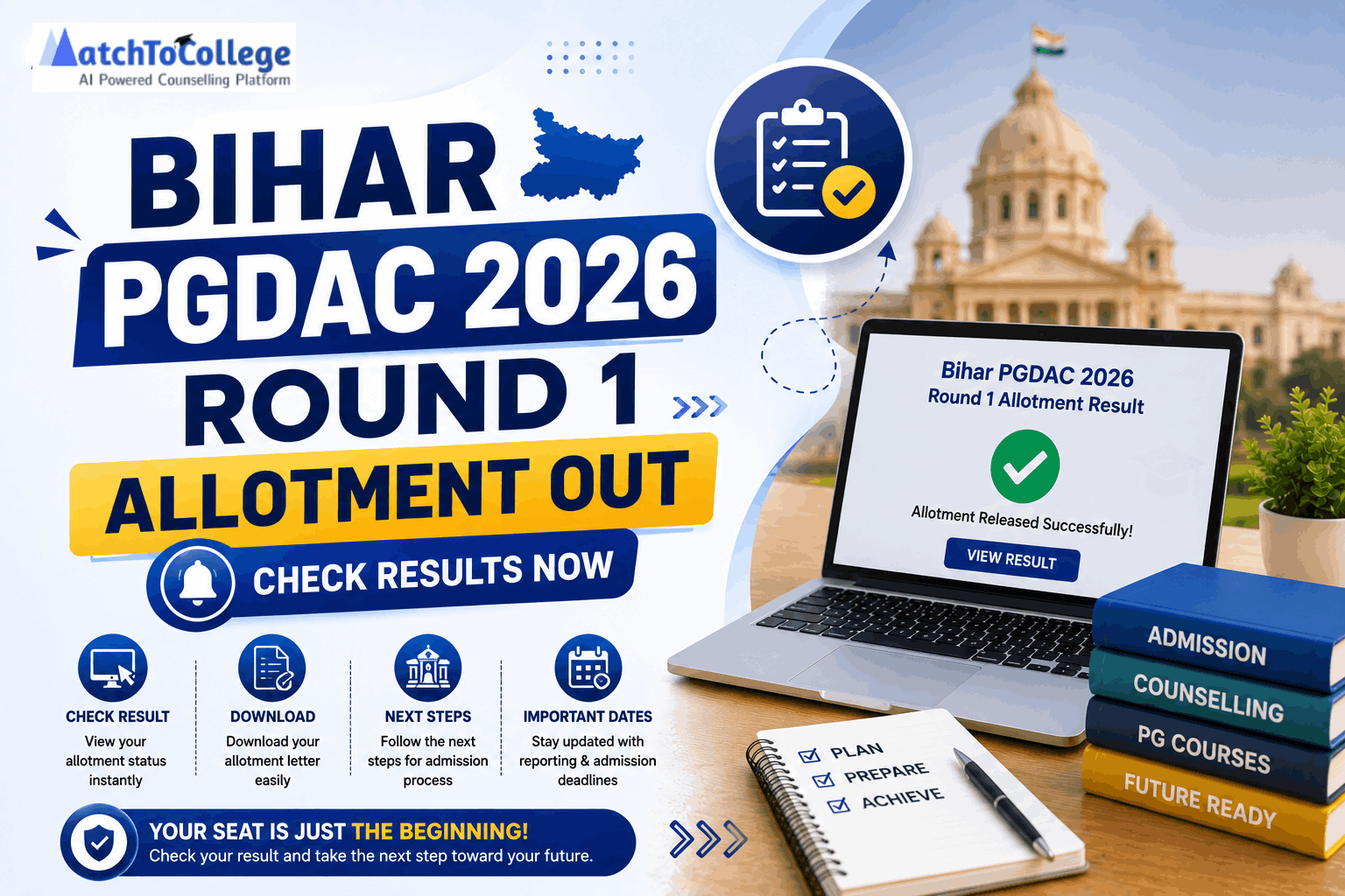 Bihar PGDAC 2026 Round 1 Allotment Out: Check Results Now