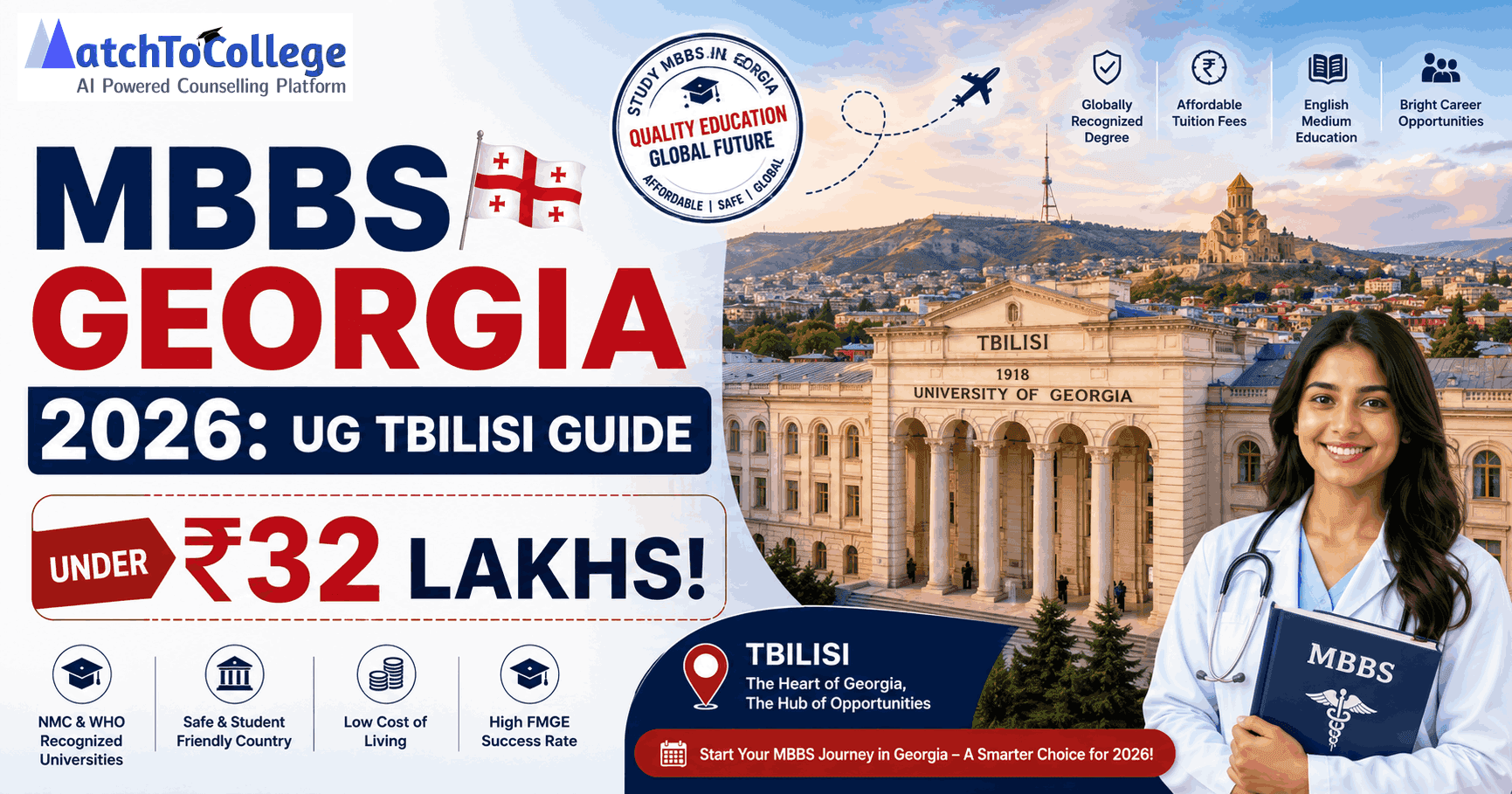MBBS Georgia 2026: UG Tbilisi Guide Under ₹32 Lakhs!