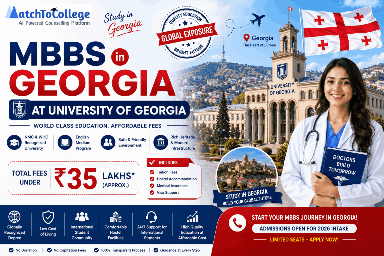 MBBS in Georgia 2025-26: UoG Under ₹35 Lakhs!