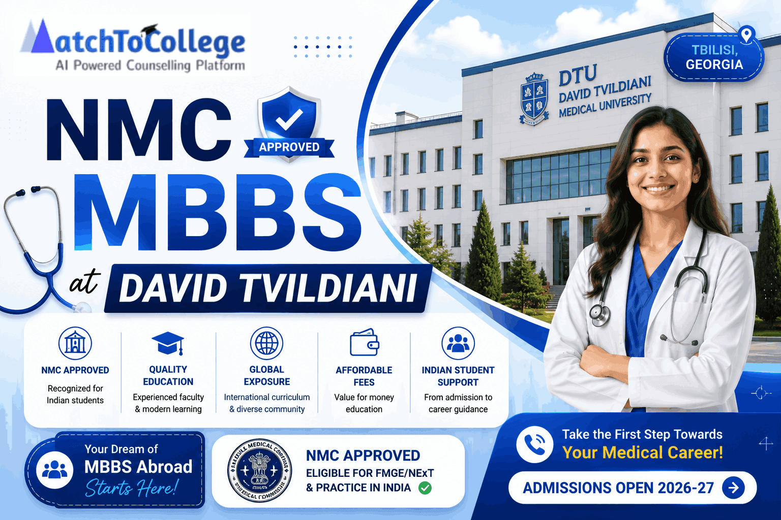 NMC Approved MBBS at David Tvildiani: Your 2026-27 Guide