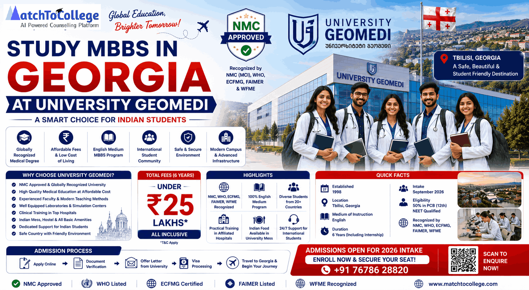 MBBS Georgia: University Geomedi 2025-26 & NEET Updates