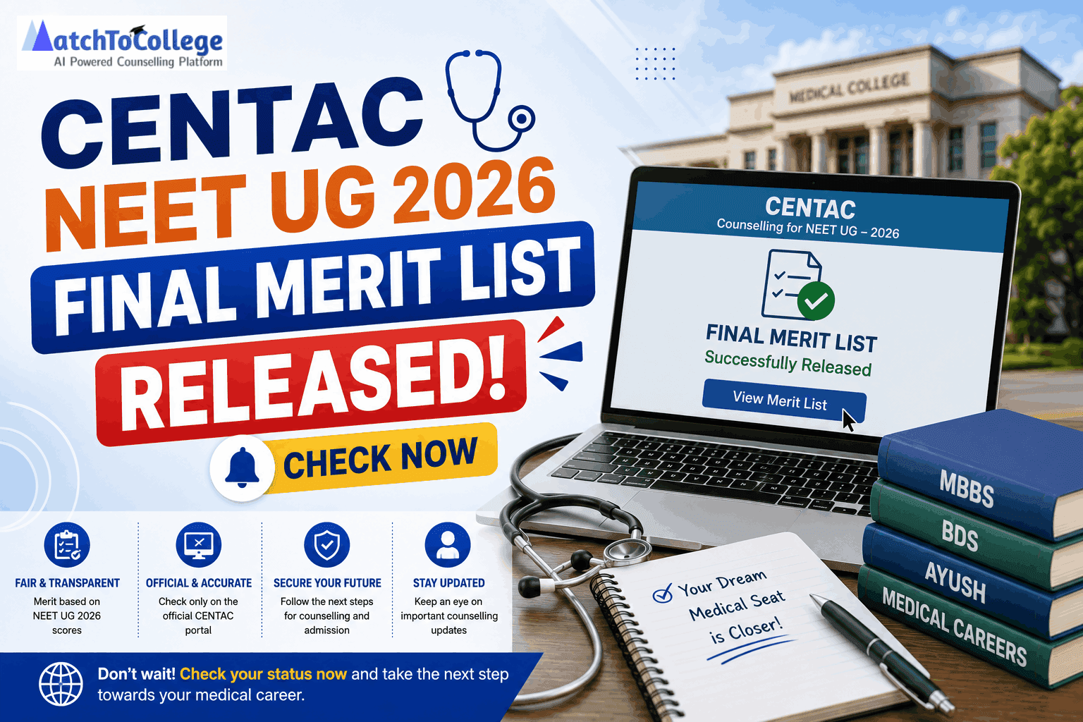 CENTAC NEET UG 2026 Final Merit List Released: Check Now