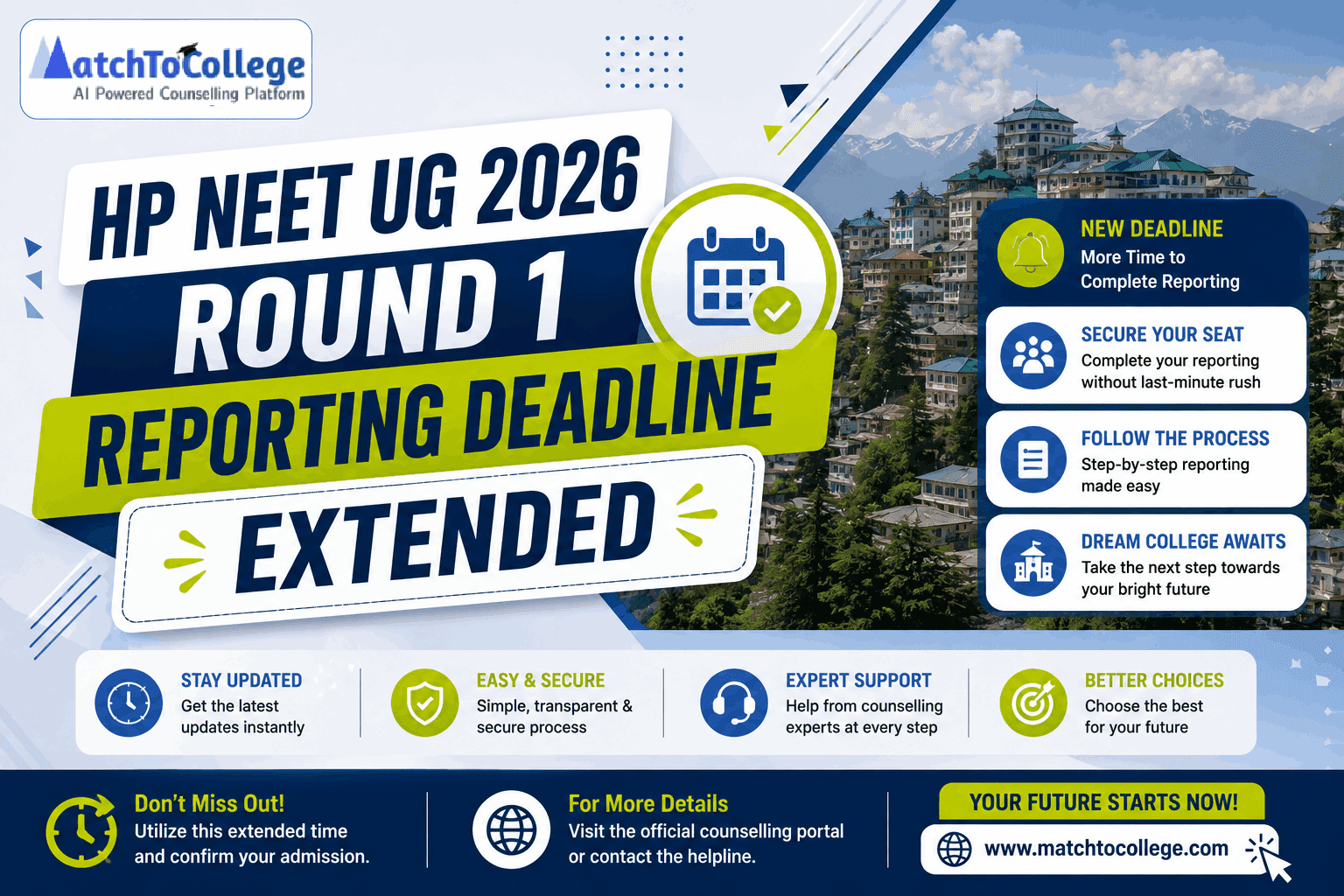 HP NEET UG 2026 Round 1 Reporting Deadline Extended