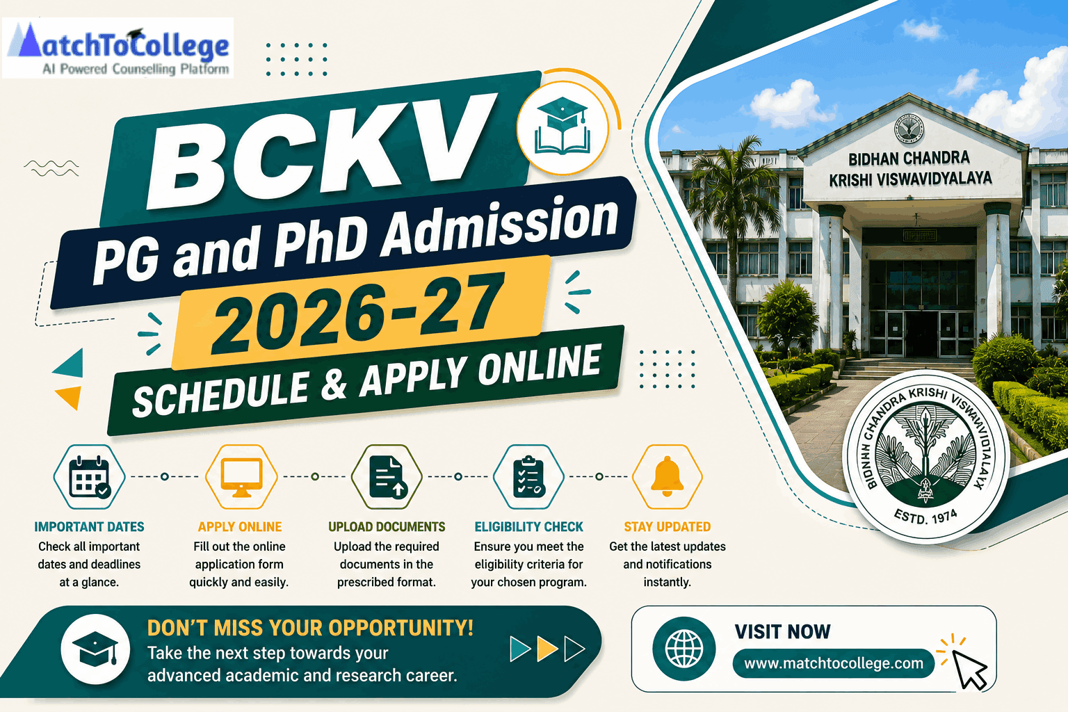 BCKV PG and PhD Admission 2026-27: Schedule & Apply Online