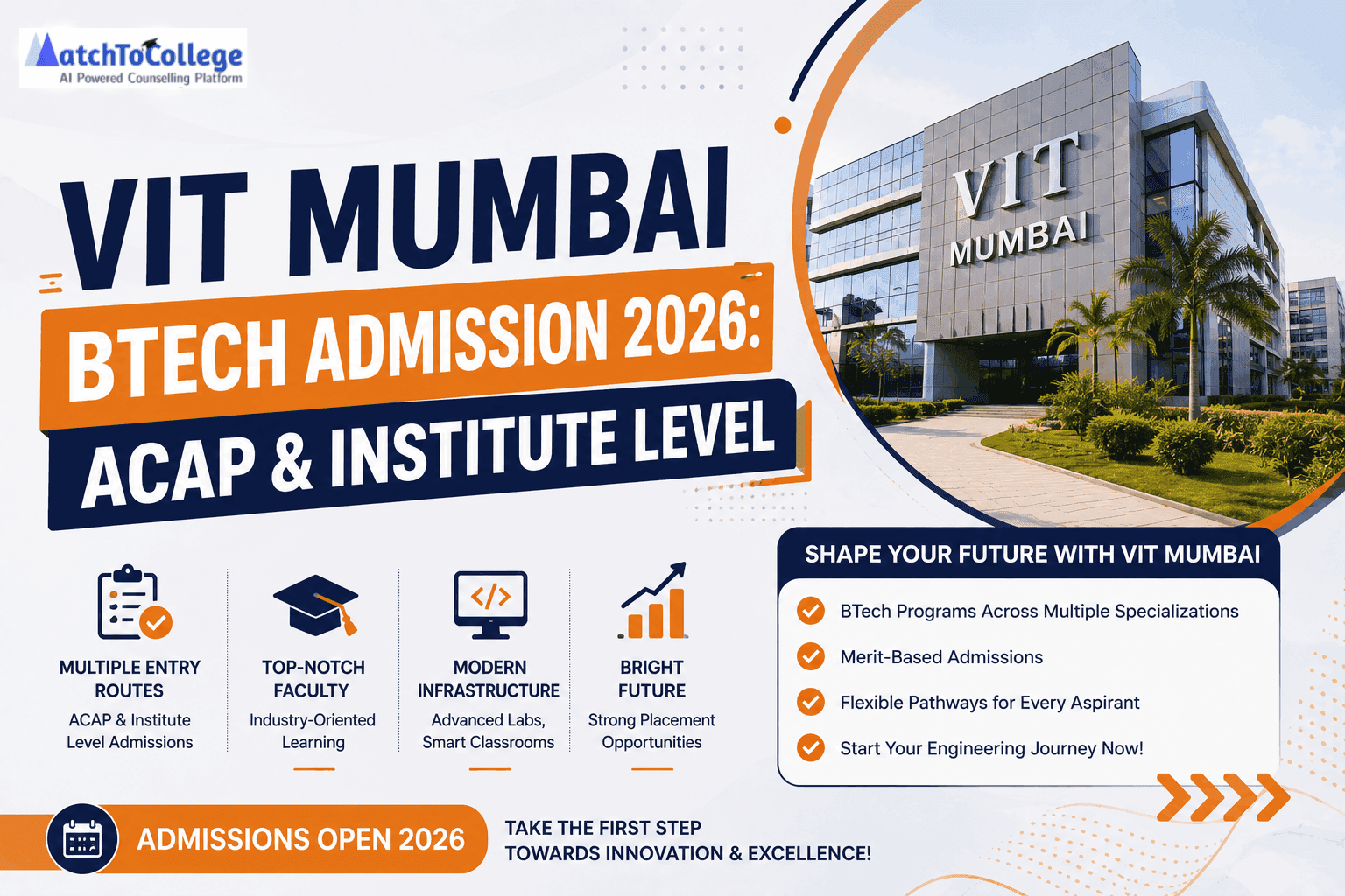 VIT Mumbai BTech Admission 2026: ACAP & Institute Level