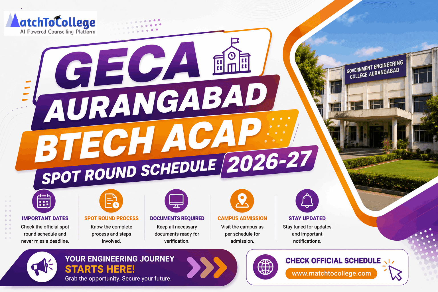 GECA Aurangabad BTech ACAP Spot Round Schedule 2026-27