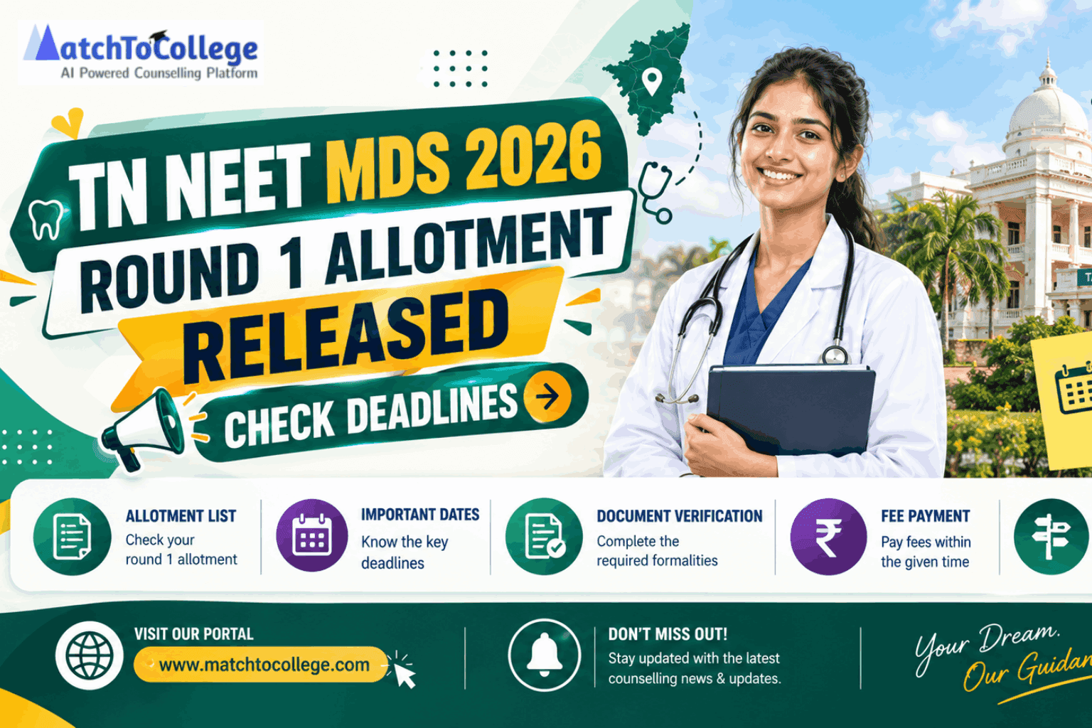 Tamil Nadu NEET MDS 2026 Round 1 Allotment Released: Check Now