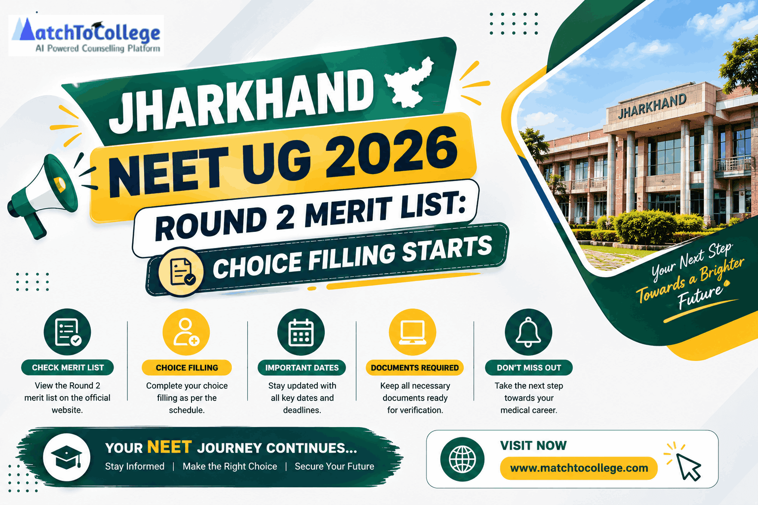 Jharkhand NEET UG 2026 Round 2 Merit List: Choice Filling Starts