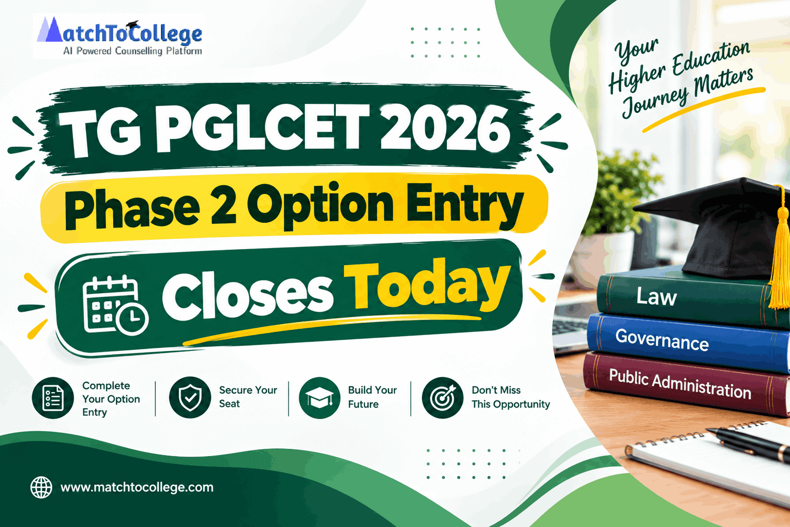 TG PGLCET 2026 Phase 2 Option Entry Closes Today