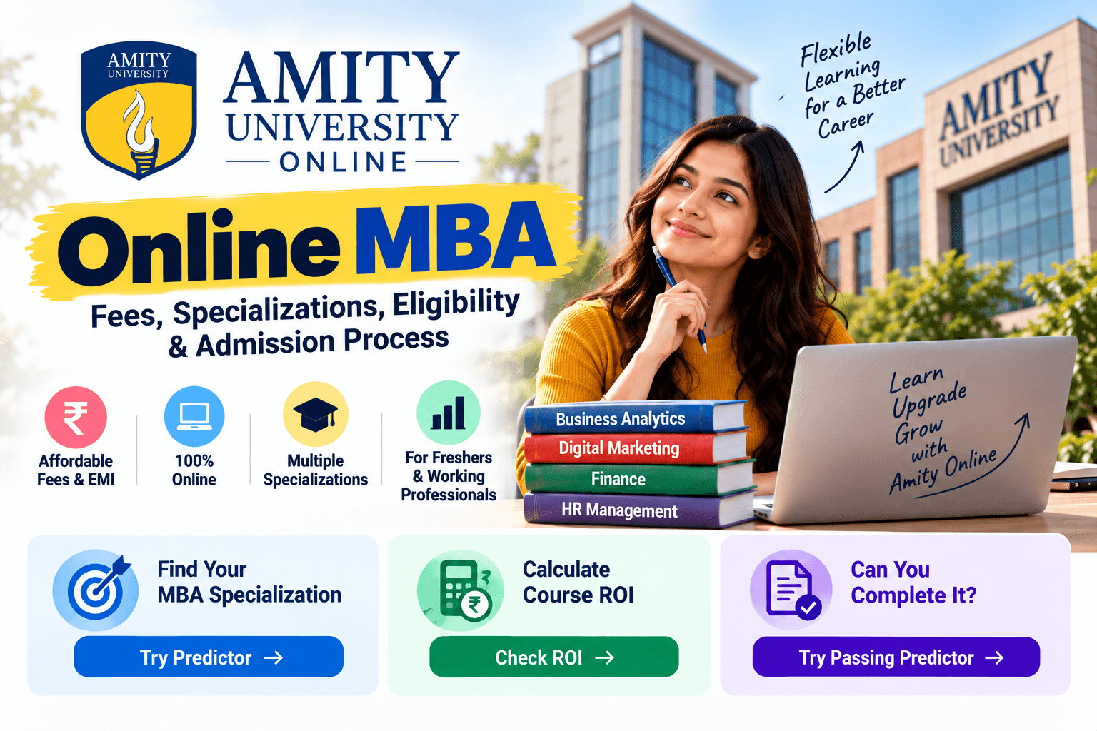 Amity Online MBA: Fees, Specializations, Eligibility & Admission Process