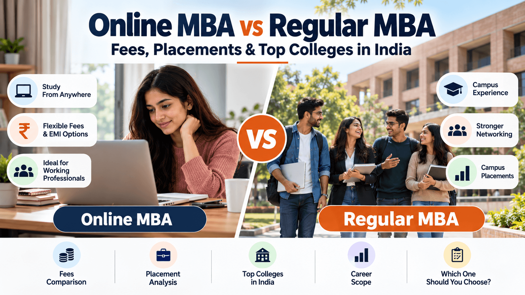 Online MBA vs Regular MBA: Fees, Placements & Top Colleges in India