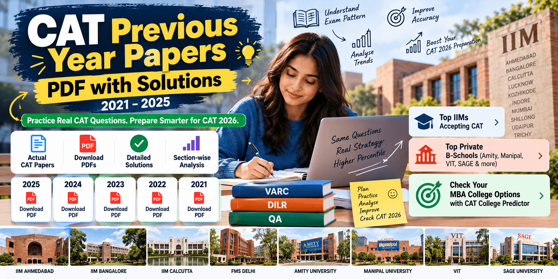 CAT Previous Year Question Papers PDF with Solutions 2021–2025