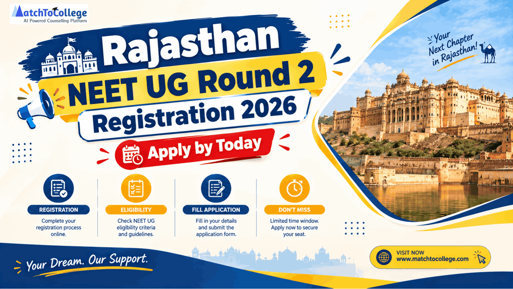 Rajasthan NEET UG Round 2 Registration 2026: Apply by Today