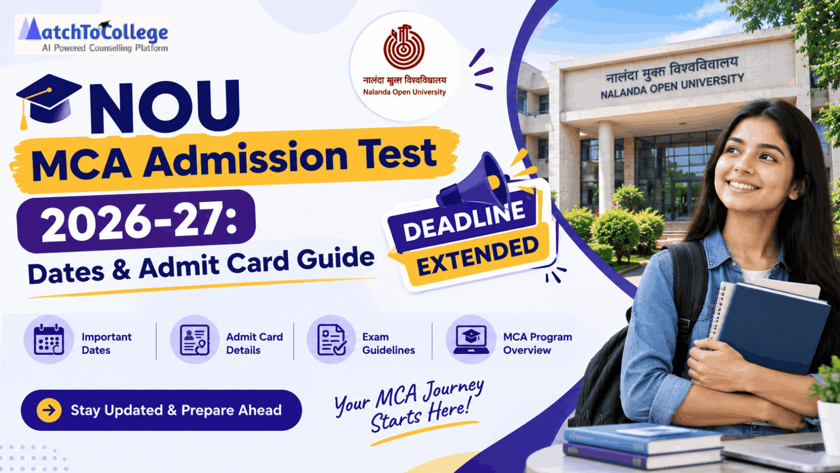 NOU MCA Admission Test 2026-27: Dates & Admit Card Guide