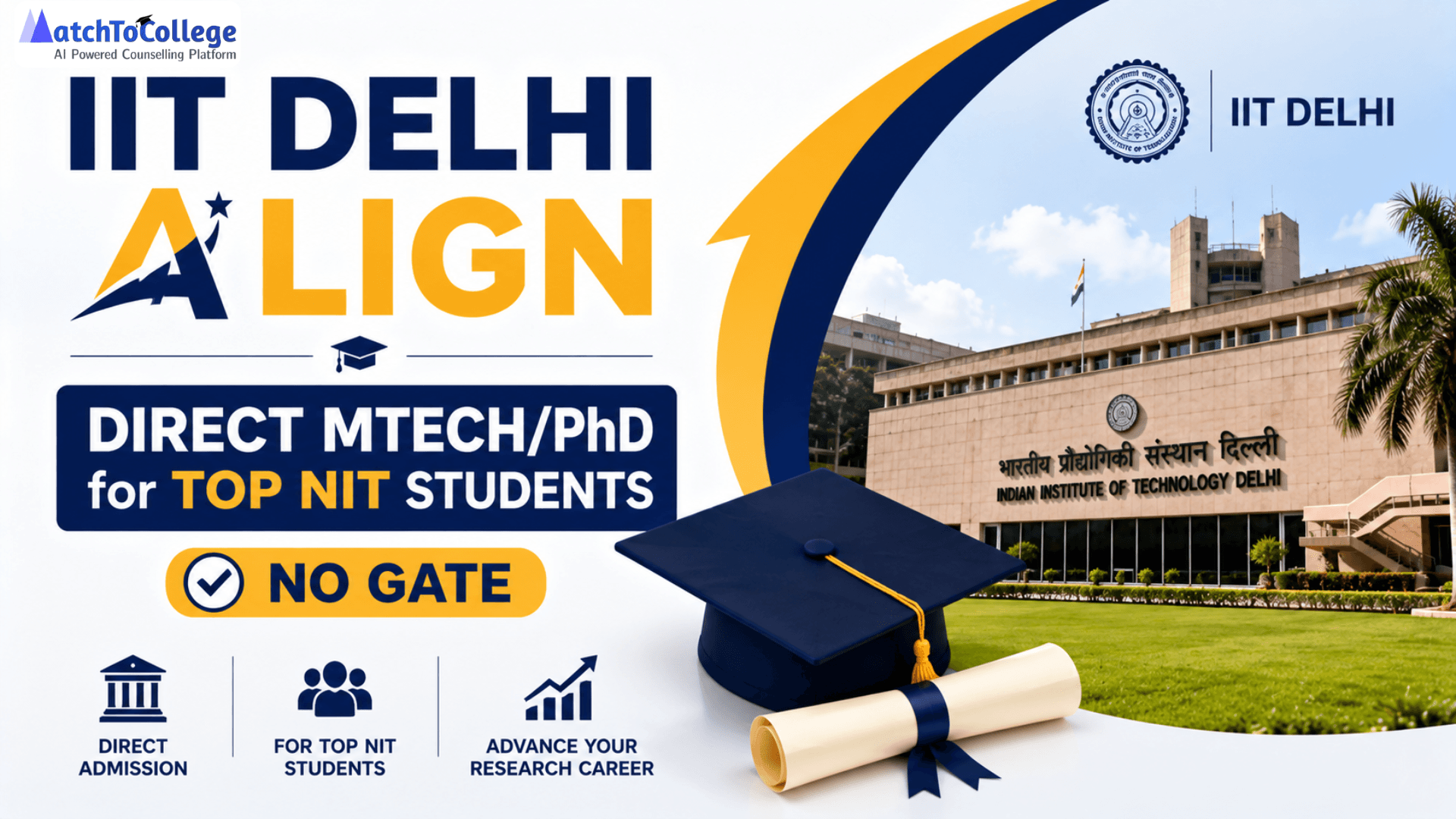 IIT Delhi ALIGN: Direct MTech/PhD for Top NIT Students (No GATE)