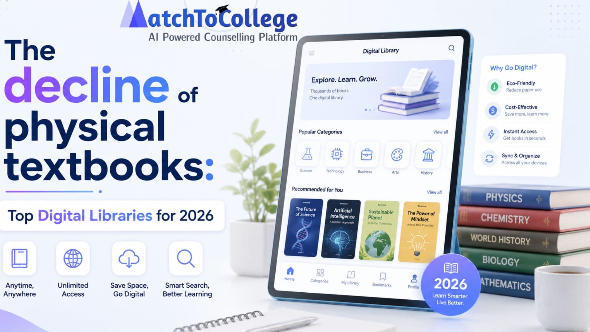 The decline of physical textbooks: Top Digital Libraries for 2026.