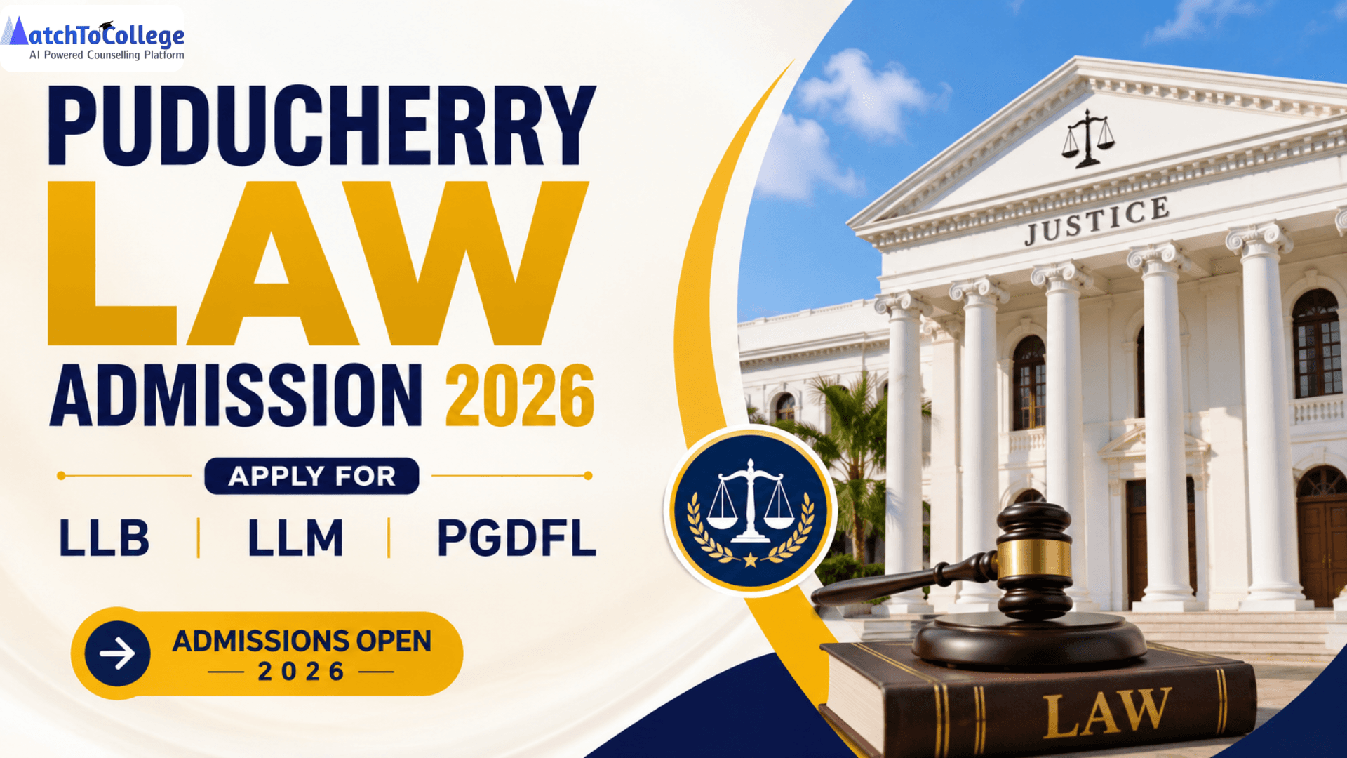 Puducherry Law Admission 2026: Apply for LLB, LLM & PGDFL
