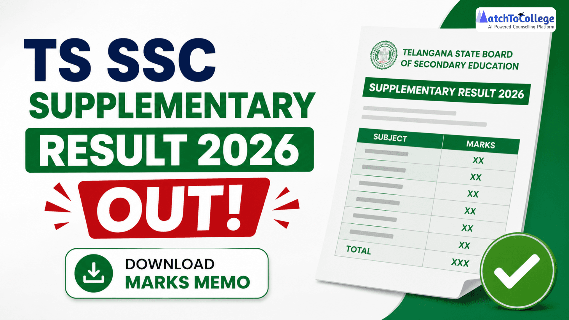 TS SSC Supplementary Result 2026 Out: Download Marks Memo