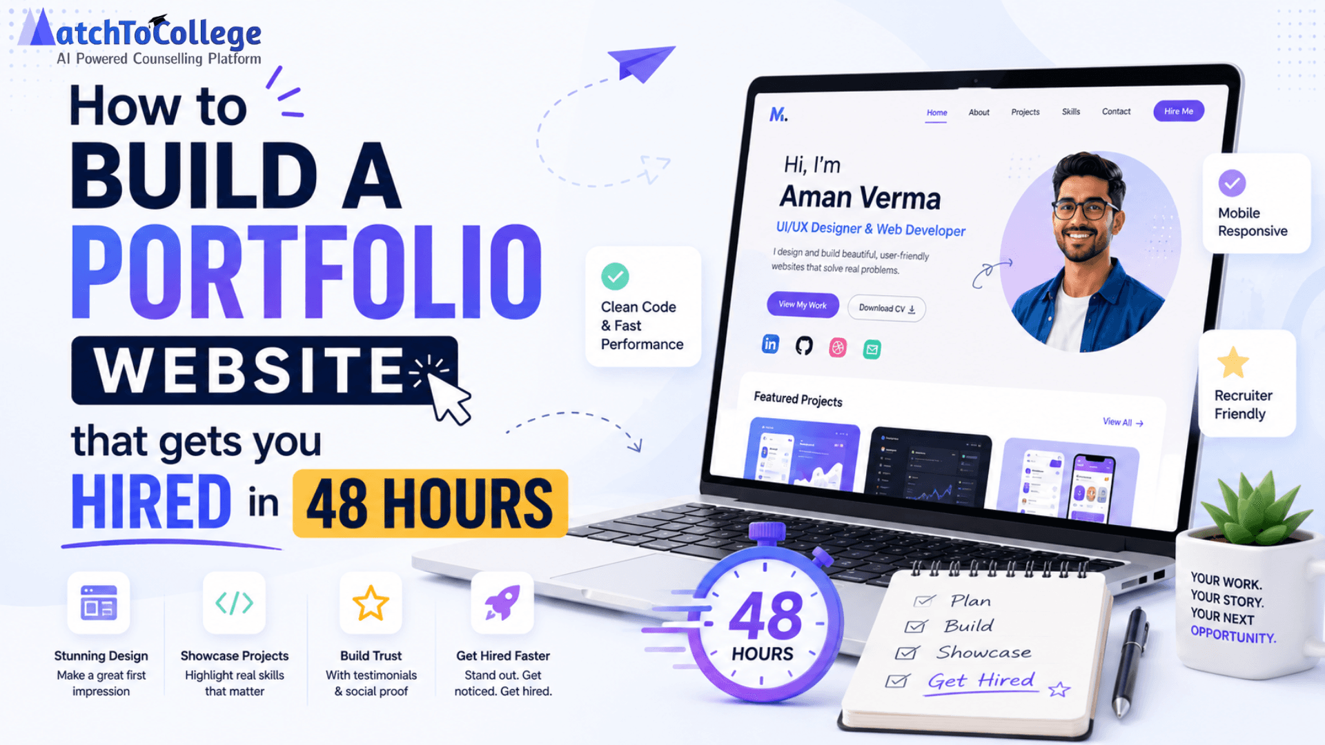 How to build a portfolio website that gets you hired in 48 hours.