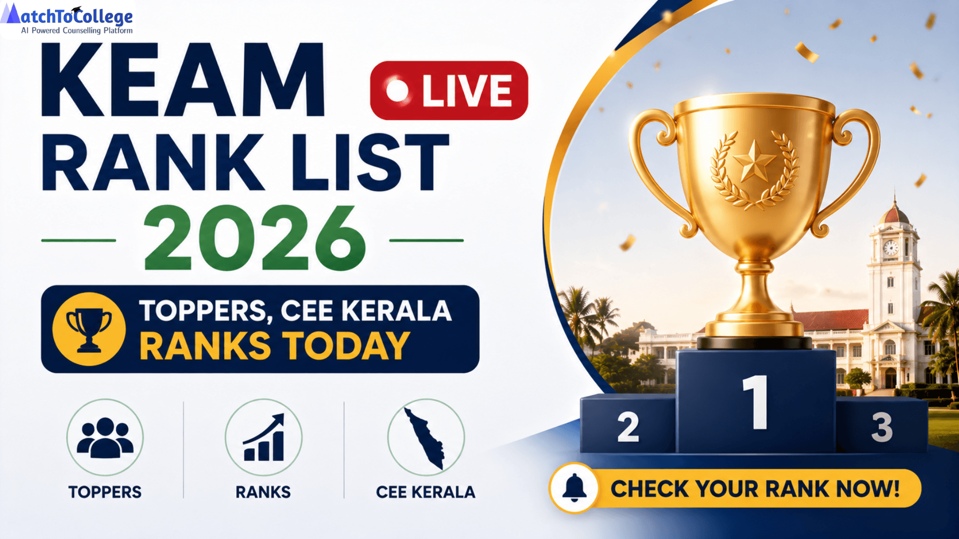 KEAM Rank List 2026 LIVE: Toppers, CEE Kerala Ranks Today